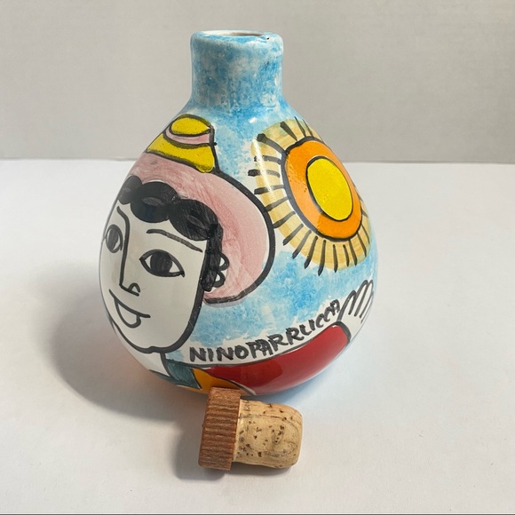 NINO PARRUCCA Hand Painted Ceramic Extra Virgin Oil Jug made in Italy - Picture 5 of 11